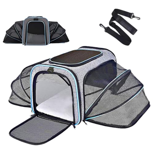 Haustier-Camping-Tasche – Netz-Haustier-Tragetasche, Reisetasche, faltbare Haustier-Tragetasche, atmungsaktive Netz-Haustier-Tragetasche, Haustier-Reisetasche mit Kantenkiel, Katzen-Outdoor-Netztasche von Zestvria