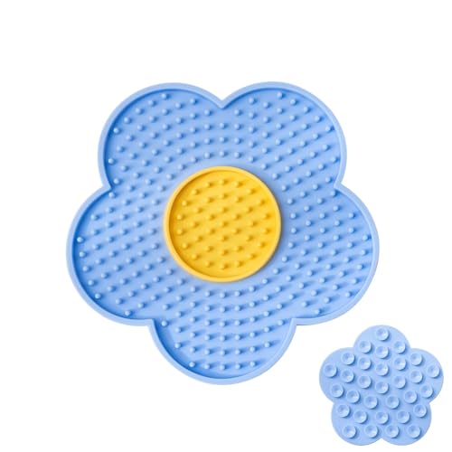 Pet - Lick Pad for Slow Feeders, Cat Butter Licking Pad Feeder | Slow Feeder Lick Pats Diswasher Safe with Non-Slip Design, Flower Lick Pad, for Butter Food Yogurt, Pets Bathing Mat von Zestvria