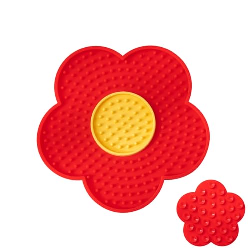 Pet Lick Mat – Lick Pad für Slow Feeders, Cat Butter Licking Pad Feeder | Slow Feeder Lick Pats Diswasher Safe mit Non-Slip Design, Flower Lick Pad, für Butter Food Yogurt Peanut, Pets Bathing Mat von Zestvria