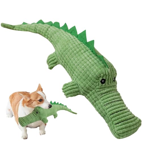 Zestvria Plüsch-Alligator-Hundespielzeug, interaktives Kauspielzeug für Hunde, verschleißfestes und bissfestes Alligator-Spielzeug, lindert Zahnungsbeschwerden und reinigt die Zähne von Zestvria