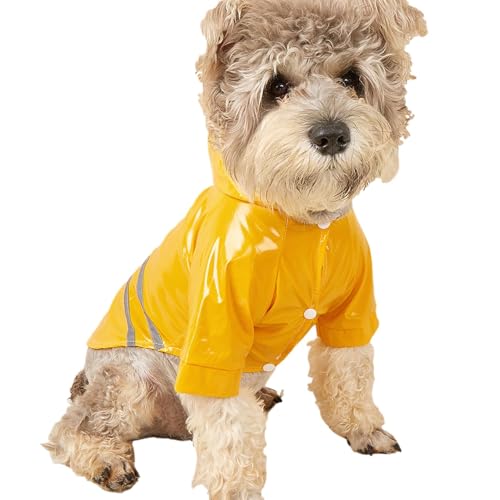 Zestvria Regenmäntel für Hunde,Hunderegenmantel,Reflektierender PU-Regenmantel-Poncho mit Kapuze | wasserdichte Regenponchojacke für kleine Hunde, leichte Ponchojacke von Zestvria