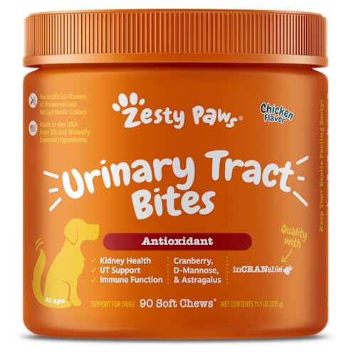 Zesty Paws, Cranberry Bladder Bites for Dogs, Urinary & Kidney Support, All Ages, Chicken Liver Flavor, 90 Soft Chews von Zesty Paws