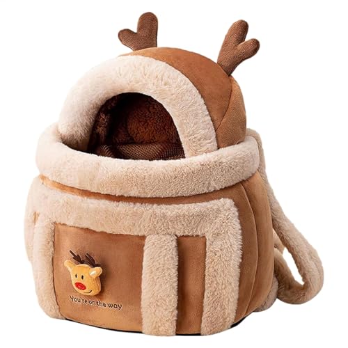 Katzenrucksack Winter Haustier Warme Katzenrucksack Winter Haustier Tragetasche | Elk Design Haustier Rucksackträger Warme Haustier-Tragetasche, Hundetrage Rucksack von Zetqhuu