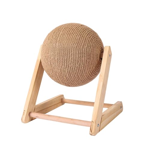 Zetqhuu Cat Ball Toys Kitten Cat Sisal Scratcher Ball, Scratch and Rotate Ball Katzenkratzspielzeug Für Katzen Klettern Schleifklauen, Interactive Cat Scratching Massivholz Cat Scratcher Post Sisal von Zetqhuu