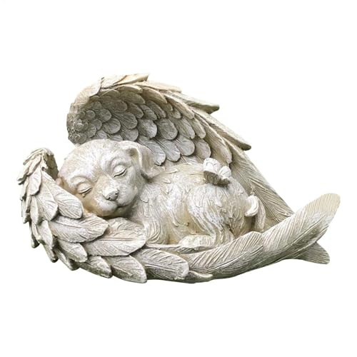 Zetqhuu Pet Memorial Statue, Katze Hund Engel Haustier Denkmal Grab, Gartendeko Für Draußen, Gedenkstein Katze/Hund, Hundeengel-Gedenkstatue Erinnert 12 X 5 X 6 cm von Zetqhuu