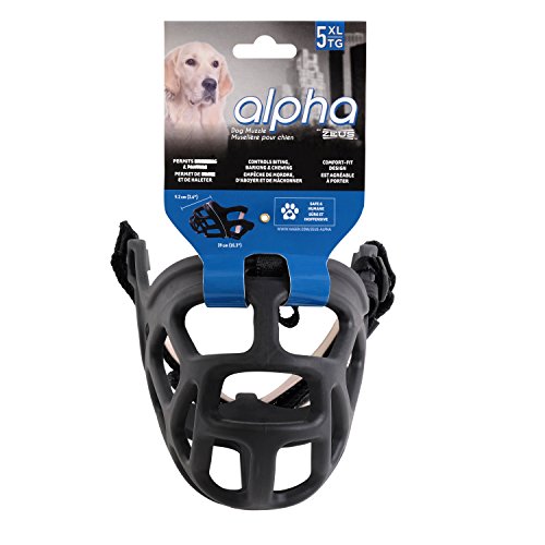 Zeus Alpha TPR Maulkorb für Hunde, Comfort Fit Design, verhindert Beißen, Bellen und Kauen, Schwarz, X Large, schwarz von Zeus