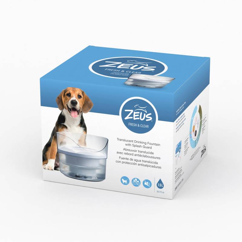 Zeus Fresh & Clear Trinkbrunnen mit Spritzschutz - Trinkbrunnen 1,5 Liter von Zeus