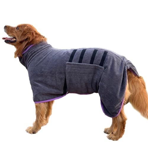 Hunde Bademantel Mikrofaser Saugfähig: Hundebademantel mit Klettverschluss - Hunde Handtuch Saugstark für Große Mittel und Kleine Hunde (XL) von Zevmi