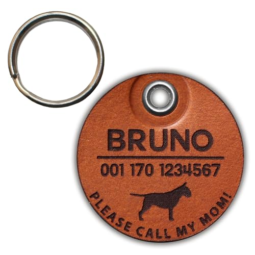 DOG TAG/HUNDEMARKE - aus echtem Leder - v2 (HUND) - rund - Ø 3,4 cm von Zewool