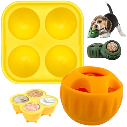 Schleckball für Hunde, 2024 Upgrade Hundeball für Kleine Große Hunde Futterball für Hunde Zahnpflege Hunde Spielsachen | Hundespielzeug Intelligenz Ball für den Außenbereich (Orange Ball+Platte) von Zezzo