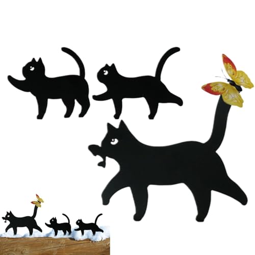 Zhadyu Cat Yard Decor, Outdoor Cat Decor - Rasenationen kreative Katzen im Freien - Süße Hauseinrichtung Metall Yard für Zäune Fensterbänke Zweige von Zhadyu