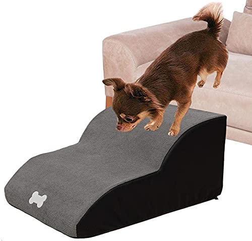 Hundetreppe für Kleine Hunde, 2 Stufen Haustiertreppe für Kleine Haustier, Hunde Treppe Katzentreppe für Sofa Betten, Sanftes Hangdesign, Tragbar Abnehmbar Waschbar (Grau) von ZhanDouB