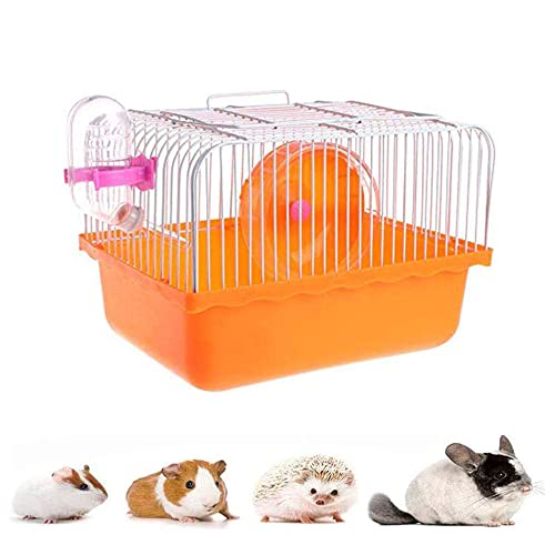 Simple Cavie Meerschweinchenkäfig & Kaninchenkäfig | Haustierkäfig inkl. Wasserflasche, Futternapf & Hamsterlaufrad (orange) von Zhang Ku