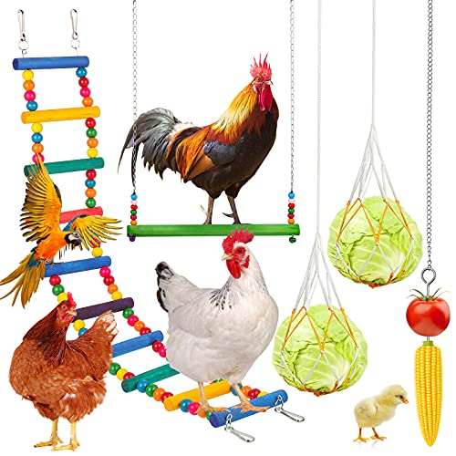 Hühnerspielzeug für Stall, Zubehör, Huhn, Vogel, Hängeschaukel-Leiter, Spielzeug für Hühner, Hühner, Pickspielzeug, Gemüse, Spieß, Gemüse, Obst, hängende Futtertasche für Küken, Haustier-Papageien, von Zhanmai