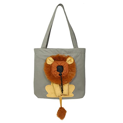 Zhenqi Niedliche Löwenform Haustier Canvas Schultertasche Katze Tragetasche, Haustier Canvas Schultertragetasche, Tragbare Katzen Kleine Haustier Canvas Tote Brusttasche, Haustier Tragetasche für kleine Hunde und Katzen Haustierbedarf von Zhen Qi