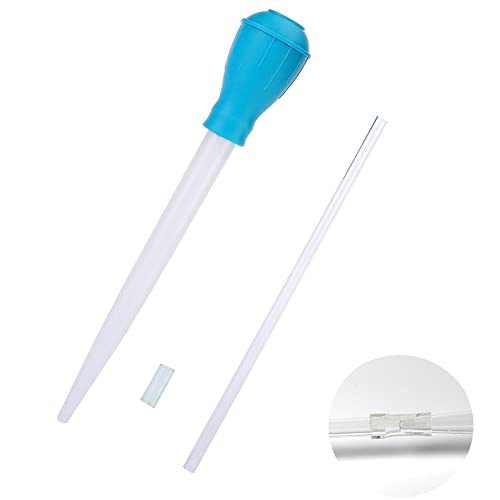 Zhenp Kies Tropfen Pipette, 30ml, mit Verlängerungsrohr, Aquarium Pipetten Kunststoff, 4 Skalen, 45cm/17,72 Zoll, Pipette Tropfer Dropper, Korallen Futterspender Aquarium, zur Reinigung(Blau) von Zhenp