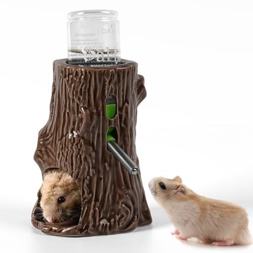 Zhilishu Hamster-Wasserflasche für Glastank, 3-in-1 verstellbare Hamster-Wasserflasche, 80 ml, Rennmäuse, Wasserflasche mit Ständer, kaufester Keramik-Wasserspender für Zwerg, Syrische Hamster, Mäuse, von Zhilishu
