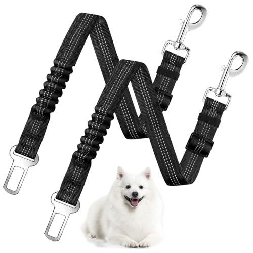 Zhtulck Stück Anschnallgurt Hund Auto, Verstellbarer Hunde Anschnallgurt Auto Elastischer Ruckdämpfung Hundeanschnaller fürs Auto für Alle Hunderassen Katzen & Autotypen (50-85cm) von Zhtulck