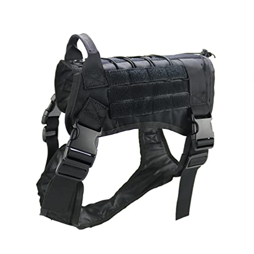 ZhuiKun Taktische Hundegeschirr mit Molle Taschen No Pull Verstellbares Gepolstert Brustgeschirr Military Training Hundeweste - Schwarz,XL von ZhuiKun