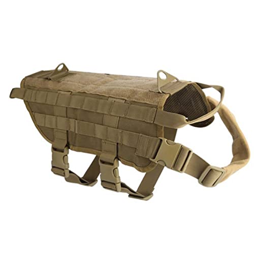 ZhuiKun Taktische Hundeweste Molle Verstellbar Hundegeschirr mit Griff No Pull Gepolstert Brustgeschirr Zuggeschirr - Khaki,XL von ZhuiKun