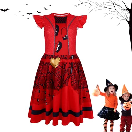 des-cendants 4 Rise of Red-Kostüm – Rotes Descendant-Kostümkleid, Halloween-Cosplay-Kinderfilm-Outfits, Süße Kinder-Halloween-Kostüme Mit Reißverschluss Für Mädchen Im Alter Von 5–12 Jahren von ZhuiYane