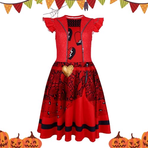 des-cendants 4 Rise of Red-Kostüm – Rotes Descendant-Kostümkleid, Halloween-Cosplay-Kinderfilm-Outfits, Süße Kinder-Halloween-Kostüme Mit Reißverschluss Für Mädchen Im Alter Von 5–12 Jahren von ZhuiYane