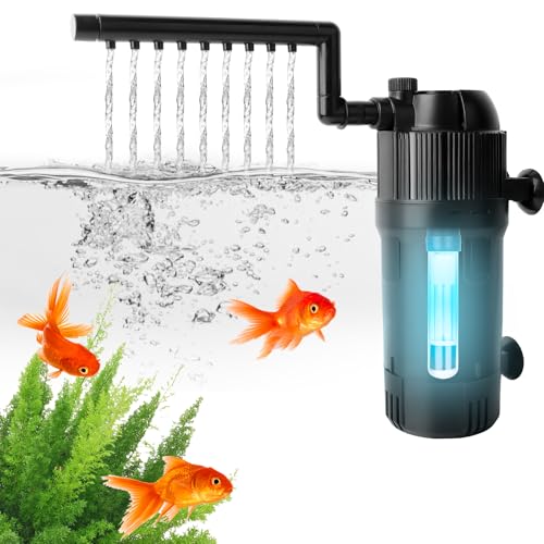 Zhwidnerso Interne UV-Filter für Aquarien, 500 l/h Aquariumfilter, verwandelt grünes Wasser zu klar, 5-in-1 Aquarium-Filterpumpe, Durchflussmenge und Richtung einstellbar für Aquarien von Zhwidnerso