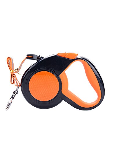 ZiXing Flexible Hundeleine Hund Walking Leine für mittelgroße bis große Hunde bis 50 kg, leicht kämmbar sind, One Button Break & Lock, Hund Ablaufgarnitur Spender Orange L von ZiXing