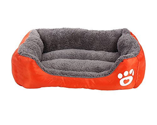 ZiXing Hundekorb für große Hunde Perfektes Hundekissen mit Rutschfestem Boden Kuscheliger Hundeplatz mit Flauschiger & Warmer Polsterung für den großen Hund Hundematte Bezug waschbar Orange L von ZiXing