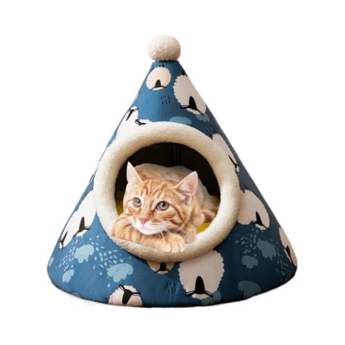 Bed Indoor Katzen, Dreieckiges Plüsch-Katzenzelt, Katzenbett Haus, waschbares Kissen, 45 x 45 cm, einfach zu bedienen, tragbar für kleine Hunde, Kätzchen von Ziabxhn