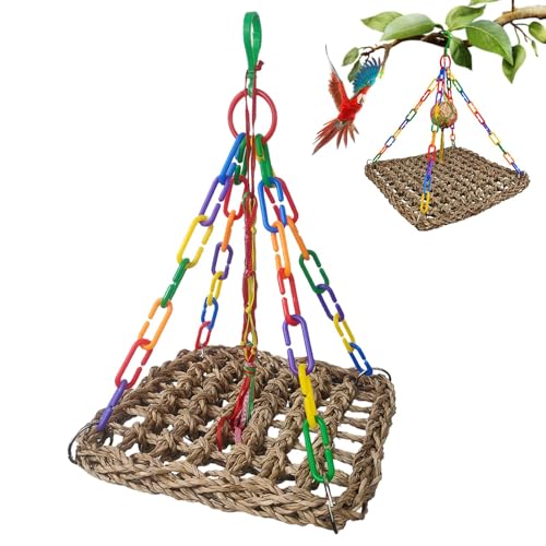 Bird Swing Toy | Parrot Hammock | Seagrass Swing | Parakeet Seagrass Mat | Bird Foraging | Bird Chewing Toys for Cockatiels, Conures, Parakeets, Budgies & Love Birds von Ziabxhn