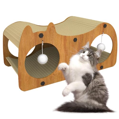 Cat Scratch House | Indoor Cat Scratching | Cardboard Cat House Tunnel | Cat Scratching House | Cat Scratching Toy with Cat Bobbles for Indoor Cats, for Furniture Protection & Fun Playtime von Ziabxhn