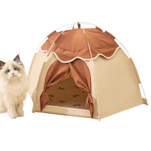 Cat Tent | Pet Tent Bed | Pet House Tent with Bear Cushion | Inches Cat Play Tent | Cute Pet Cave Nest | Portable Pet Tent Bed for for Cats, Dogs and Other Small Animals von Ziabxhn