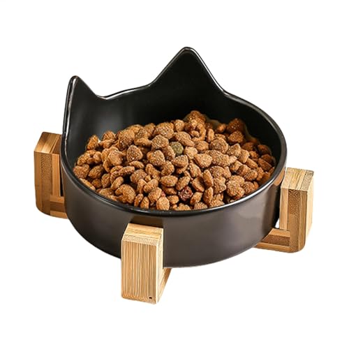 Ceramic Cat Bowls | Cat Bowls Ceramic | Anti-Fall Dog Food Bowl | Multifunctional Dog Bowl | Spill-Proof Dog Cat Bowls | Cat Feeding Bowl with Wooden Stand for Indoor Cats von Ziabxhn