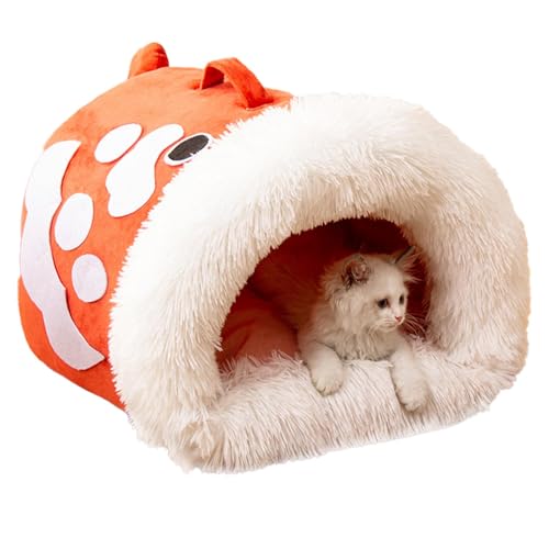 Cozy Cat Bed | Plush Burrowing Cat Bed with Fish Shape Handle | Winter Cat Sack Calming Thickened Pet Mat | Warm Cave House | Portable Cozy Cat Bed for Pet Comfortable Sleep von Ziabxhn