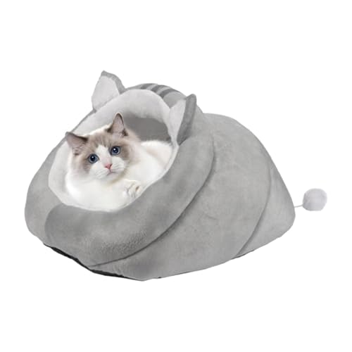 Katzenbett in Pantoffel-Form, Katzenbett mit Kapuze, Haustierbett, Haushöhle, weich, bezaubernd, warm, Haustier-Höhlenbett, tragbares Katzenbett mit rutschfester Unterseite für Indoor-Katzen von Ziabxhn