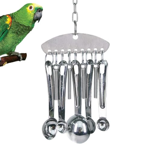 Ziabxhn Bird Chew Toy | Bird Parrot Spoon Ring Chew Toy | Stainless Steel Parrot Bird Spoon Ring Toy | Beak Conditioning Cage Toy | Bird Parrots Gnawing Scoops Toys for Conures & Finches von Ziabxhn