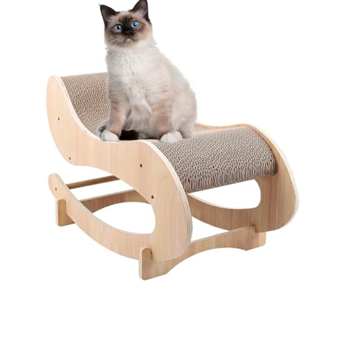 Ziabxhn Cat Rocking Bed | Cat Lounger Chair | Wooden Cat Lounge Bed | Cat Sleeping Scratch Bed | Corrugated Paper Indoor Pet Scratching Rocking Lounger for Cat Rocking Bed von Ziabxhn