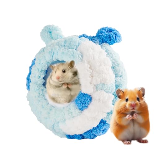 Ziabxhn Eichhörnchen-Plüschbett, warme Baumwolle, Winterschlafhaus, bequemes Winter-Haustierhaus, rundes Kleintierbett für Hamster, Frettchen, Häschen von Ziabxhn