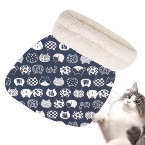 Ziabxhn Katzenschlafsack, Katzen-Winterschlafsack, 360-Grad-Wickelung, Katzen-Winterschlafsack, Haustier-Schlafbett, wärmendes Katzenbett mit niedlichem Design für bequemen Schlaf von Ziabxhn