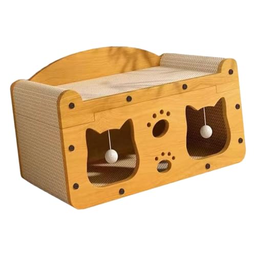 Zialofi Katzenkratzburg mit Integriertem Spielball Und Schlafplatz Aus Dichtem Karton Zur Unterhaltung Und Krallenpflege für Wohnung Katzenspielwaren, Klein Zialofi Katzenkratzburg mit Integriertem Spielball Und Schlafplatz Aus Dichtem Karton Zur Unterhaltung Und Krallenpflege für Wohnung Katzenspielwaren, Klein von Zialofi