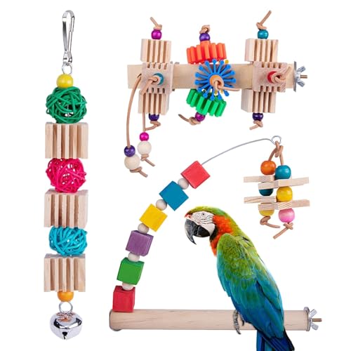 Papageienspielzeug, Sitzstangen für Vögel – stehende Sitzstangen aus Holz, 3 Stück, Spielzeug für Papageien für Haustiere | Lustiges Kauspielzeug für Vögel, Spielzeug von Ziennhu