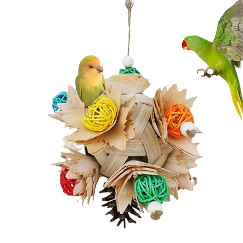 Spielzeug für kleine Papageien, Kauspielzeug für Papageien, Kakadu-Spielzeug aus bunten natürlichen Holzspänen zum Kauen, lustige dekorative Ornamente für Vogelkäfig, entspannendes von Ziennhu