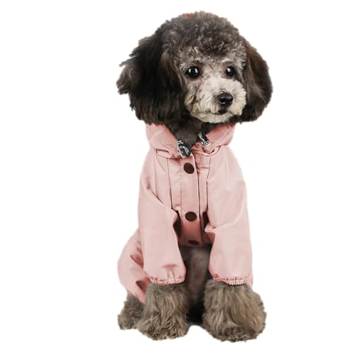 ZIENNHU Hunde-Regenmantel, wasserdicht, mit Reißverschluss, leichte Haustierjacke für kleine Hunde, Welpen, vier Beine, verstellbare reflektierende Regenbekleidung für Outdoor-Abenteuer von Ziennhu
