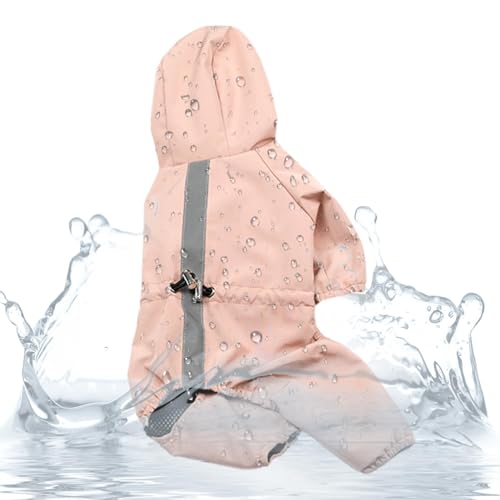 ZIENNHU Regenmantel für Hunde, wasserdicht mit Kapuze, Regenjacke mit Reißverschluss, leicht für kleine Hunde, Welpen mit Vierbeinern, reflektierende Regenkleidung, verstellbar für Abenteuer von Ziennhu