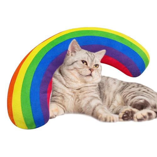 Ziennhu Beruhigendes Kissen für Katzen, kleines Regenbogenkissen, interaktives Katzenspielzeug, fördert die Bewegung von Kätzchen, Hauskatzen, interaktives Spiel, für Bewegung von Ziennhu