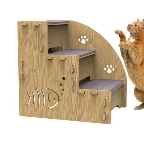 Ziennhu Hundetreppe, 3-stufige Treppe für Bett, ausgewogene Innenrampe für Hunde, rutschfest, geeignet für kleine Hunde, Katzen, für einfachen Zugang zum Bett und zu hohen Betten von Ziennhu