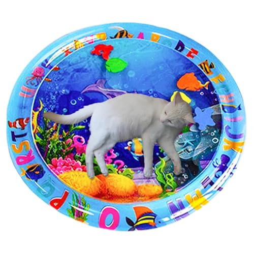 Ziennhu Sensor-Wasser-Spielmatte, Katzen-Wasserspielmatte, PVC-Wassersensorisches Pad, Wassersensorische Spielmatte mit Fisch für Haustierspiel, Bauchzeitmatte, interaktives Spielzeug für Katzen zum von Ziennhu