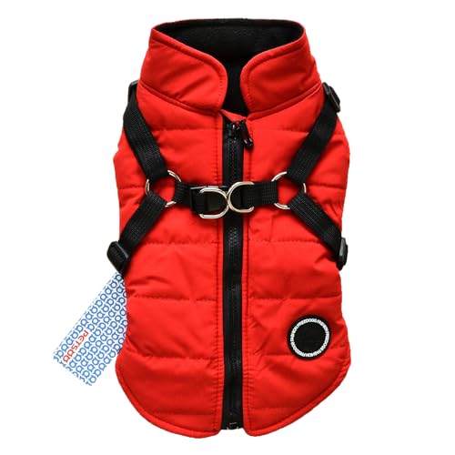 Zihozan Hundemantel mit trapezförmigem Loch, wasserdichte Hundebekleidung, Winterjacke, warme Weste, Haustier-Outfit, Mäntel für kleine, mittlere Hunde von Zihozan