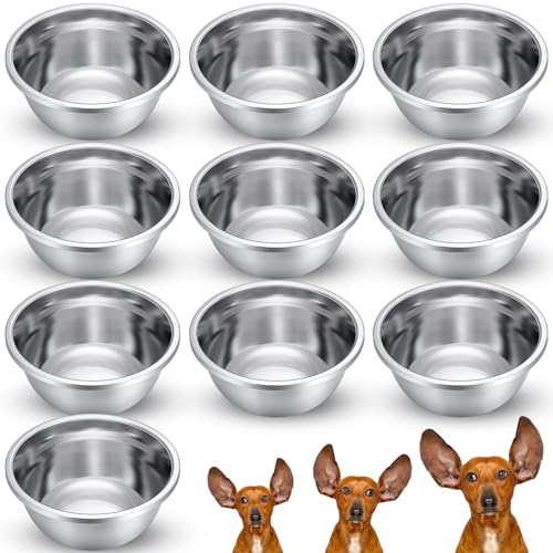 Ziliny 10 Stück 8 Tassen Metall Hundenäpfe Edelstahl Schüssel Verdickte Hundefutternäpfe Reise Zwinger Futter und Wasser Schüssel für mittelgroße und große Hunde Katzen, 1,8 l, spülmaschinenfest von Ziliny